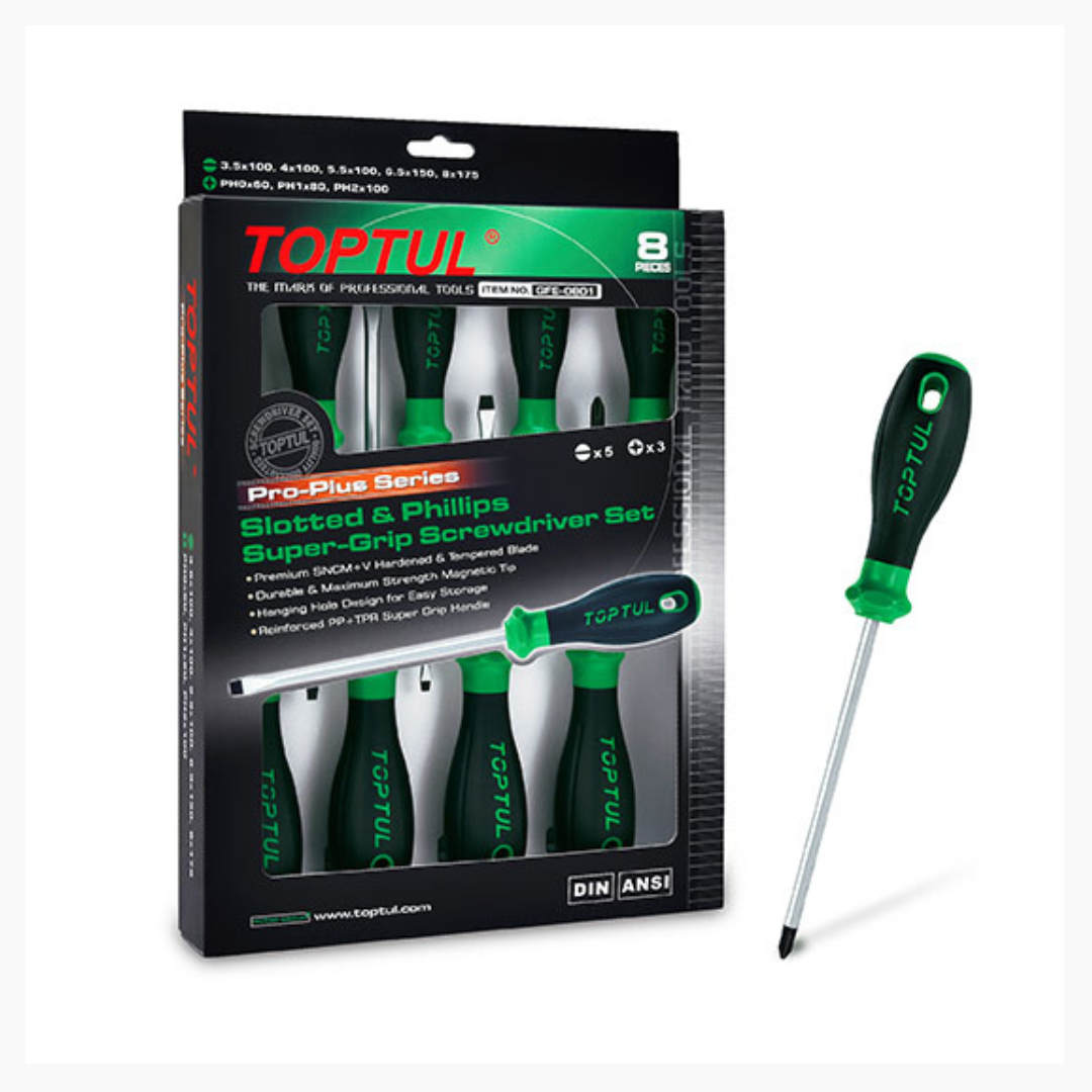 TOPTUL 8 piece Pro-Series Screwdriver Set