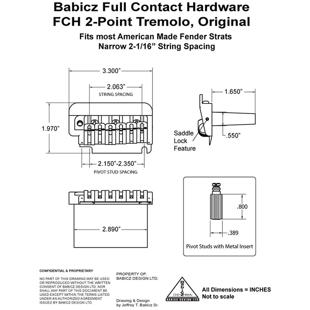 SB-3545-010 - Babicz Full Contact FCH 2PT TREMOLO BRIDGE, 6 String