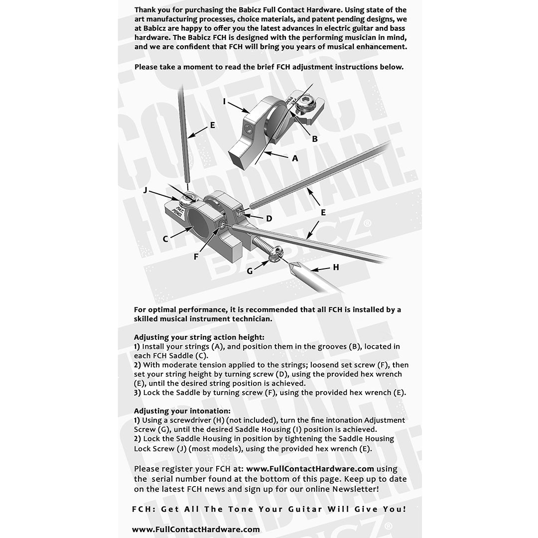 GB-3546-010 - Babicz Full Contact FCH6 FIXED BRIDGE, 6 String