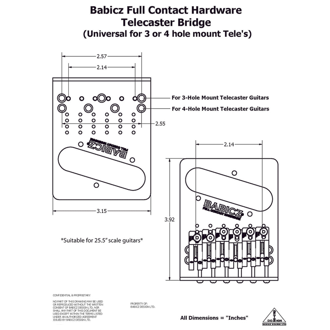 TB-3539-010 - Babicz Full Contact FCH6 TELE STYLE BRIDGE, 6 String