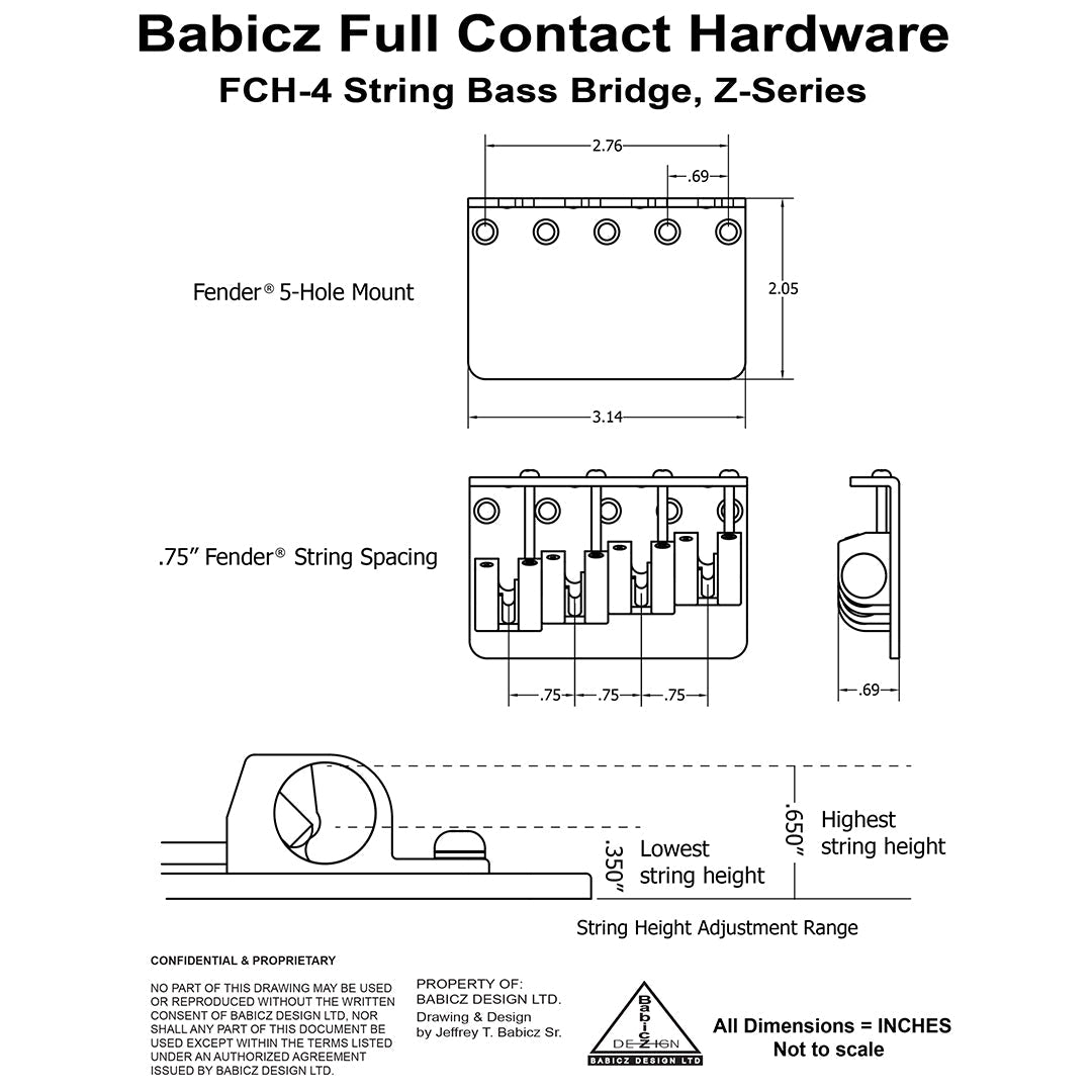 BB-3548-010 - Babicz Full Contact Babicz FCH Z Series 4 String Bass Bridge