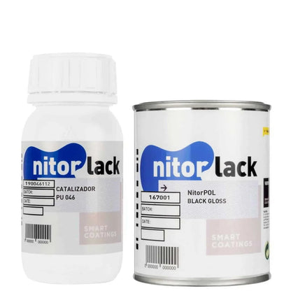 Nitorlack Black Gloss Polyurethane 500ml Can (includes catalyst)