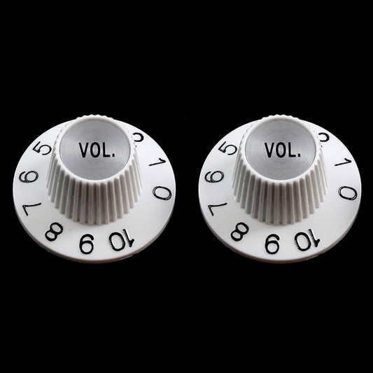 PK-3244-025 "Witch Hat" volume knobs (2) White, fits USA split shaft pots