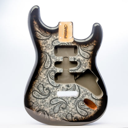 Primo Replacement Strat Body - Black Paisley