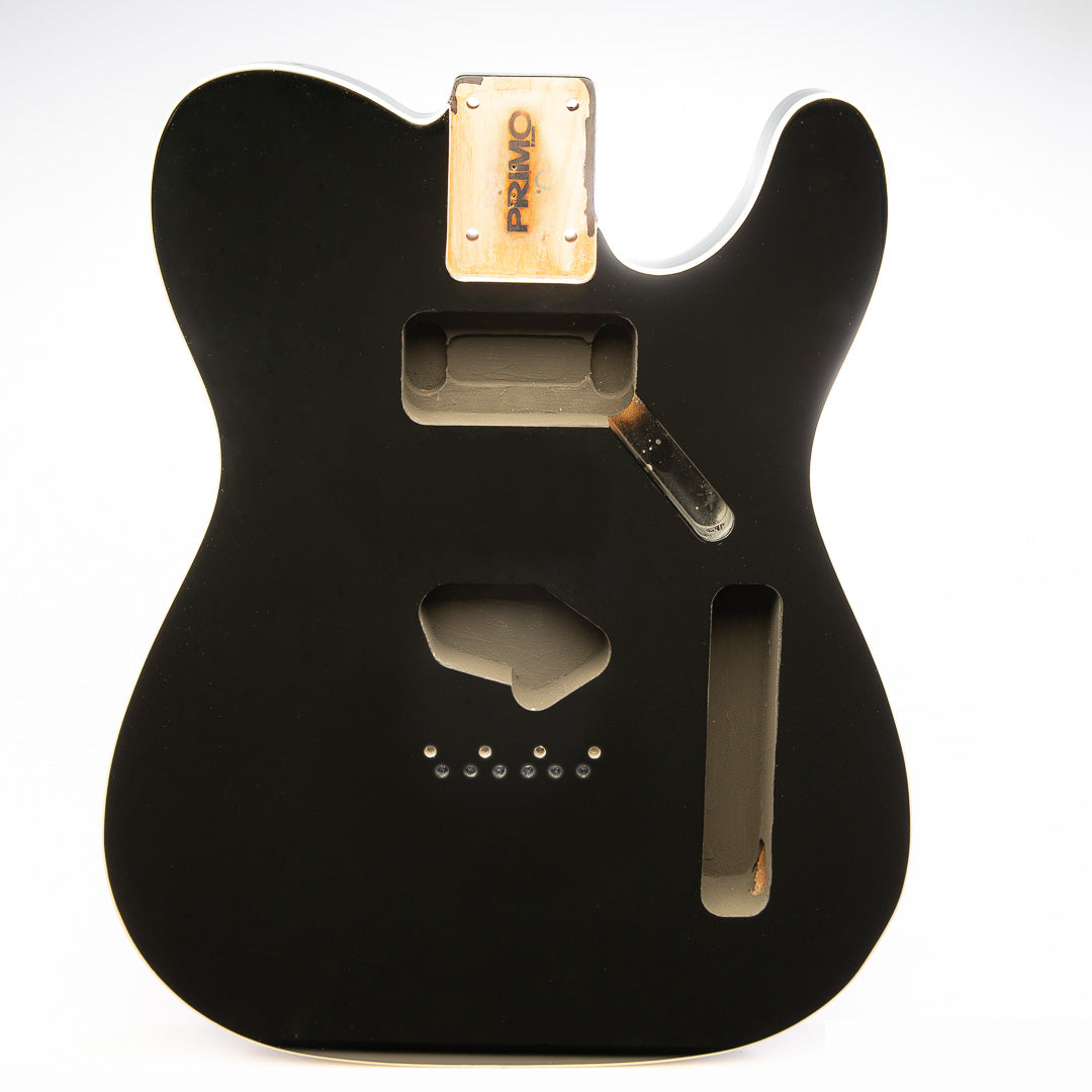 Primo Replacement Tele Body - Black Onyx w/ White Binding