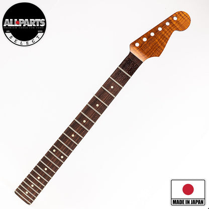 Allparts Select "Licensed by Fender®" AAA+ Roasted Flame Maple "VIN-MOD" Replacement Neck for Stratocaster® - Thin Poly Finish - 12" Radius Rosewood Fretboard - Floyd Nut Slot