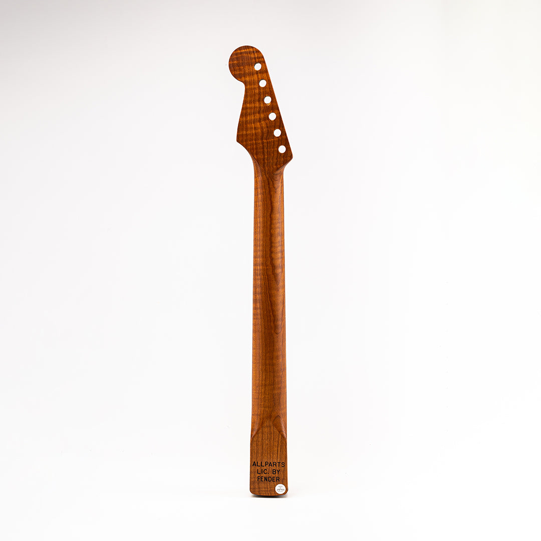 Allparts Select "Licensed by Fender®" AAA+ Roasted Flame Maple "VIN-MOD" Replacement Neck for Stratocaster® - Thin Poly Finish - 12" Radius Rosewood Fretboard - Floyd Nut Slot