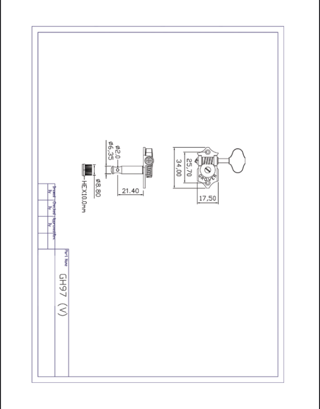 TK-7918 GROVER® V97-18NA 3X3 STA-TITE KEYS WITH SCALLOPED BUTTONS