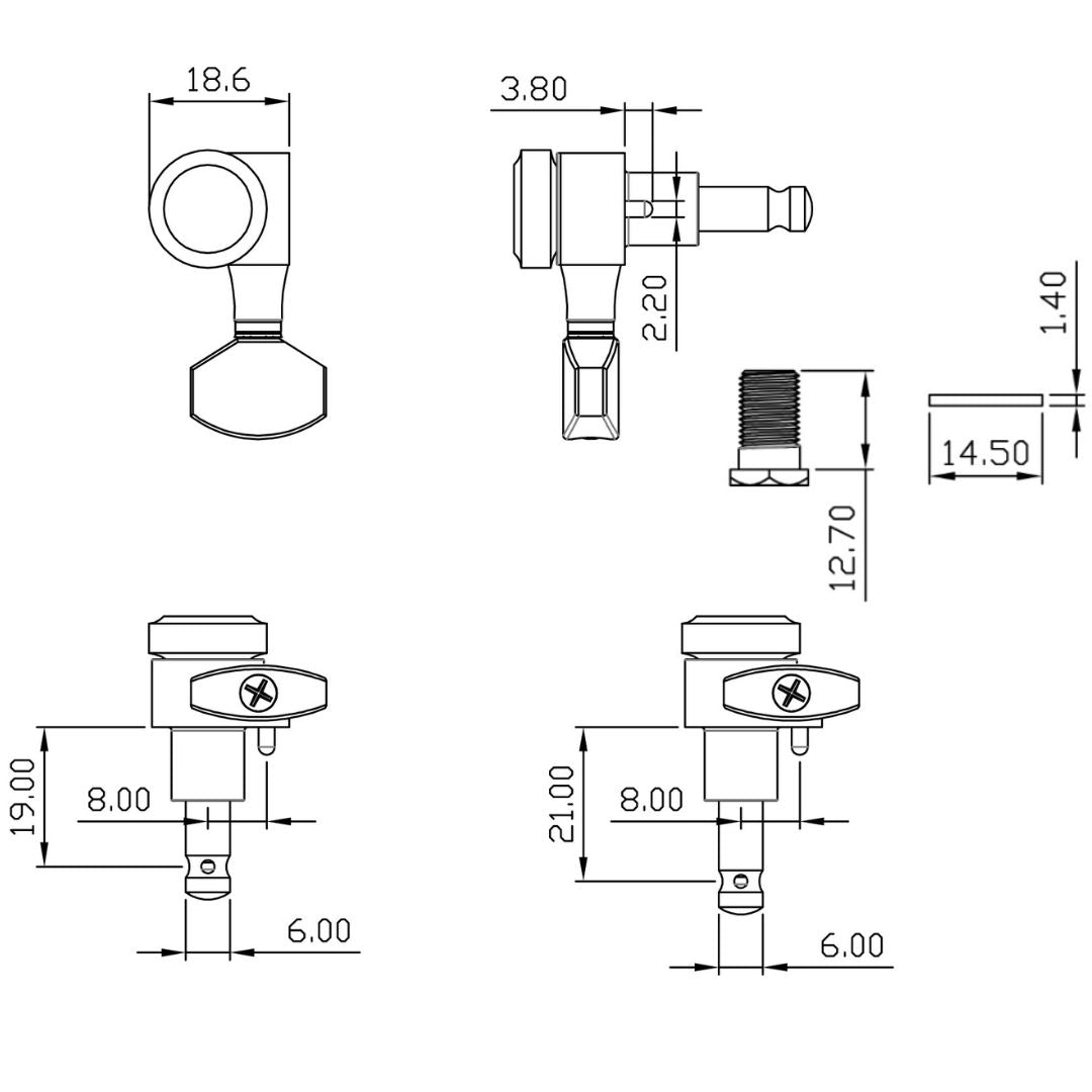 True Lok Mini Locking Tuners - 6-in-line, Single Pin