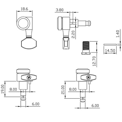 True Lok Mini Locking Tuners - 6-in-line, Single Pin