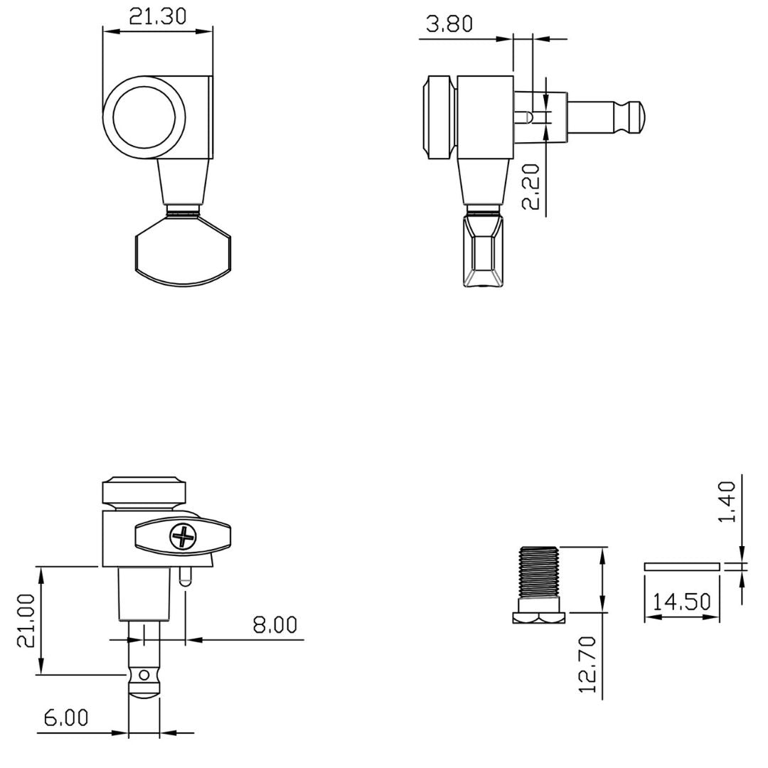 True Lok Mid-Size Locking Tuners - 3x3, Single Pin