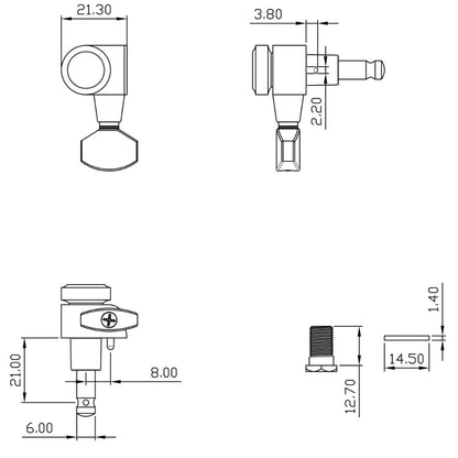 True Lok Mid-Size Locking Tuners - 3x3, Single Pin