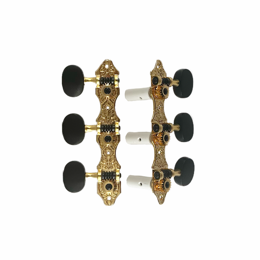 TK-7942-0E2 Gold-Ebony Classical Hauser Style Tuner Set- set of 2 pcs