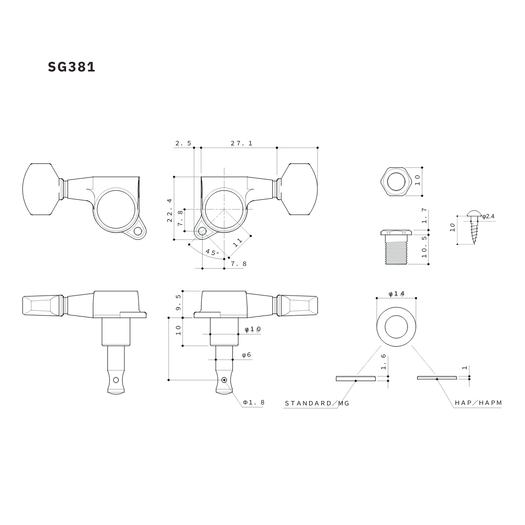 TK-0760 Gotoh SG381 Mini 6-in-line Keys