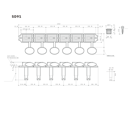 TK-0880 Gotoh SD91 Vintage-style 6-in-line Keys