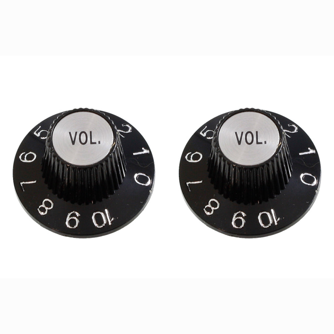 PK-3244-023 "Witch Hat" volume knobs (2) Black, fits USA split shaft pots